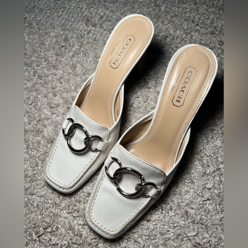 Vintage coach heeled mules